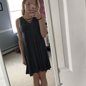 Lace Up Grey Dress
